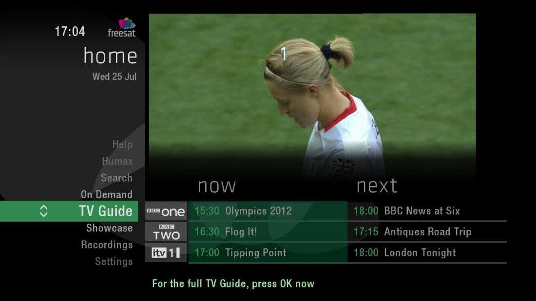 TV Guide Now and Next display
